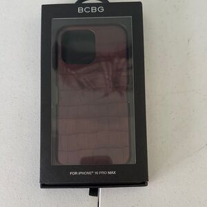 BCBG Burgundy Croc-Embossed Phone Case for iPhone 16 Pro Max
